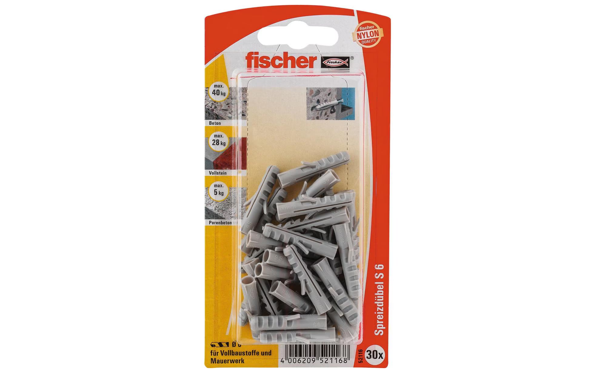 Fischer45485 Nylondübel S 6 NV