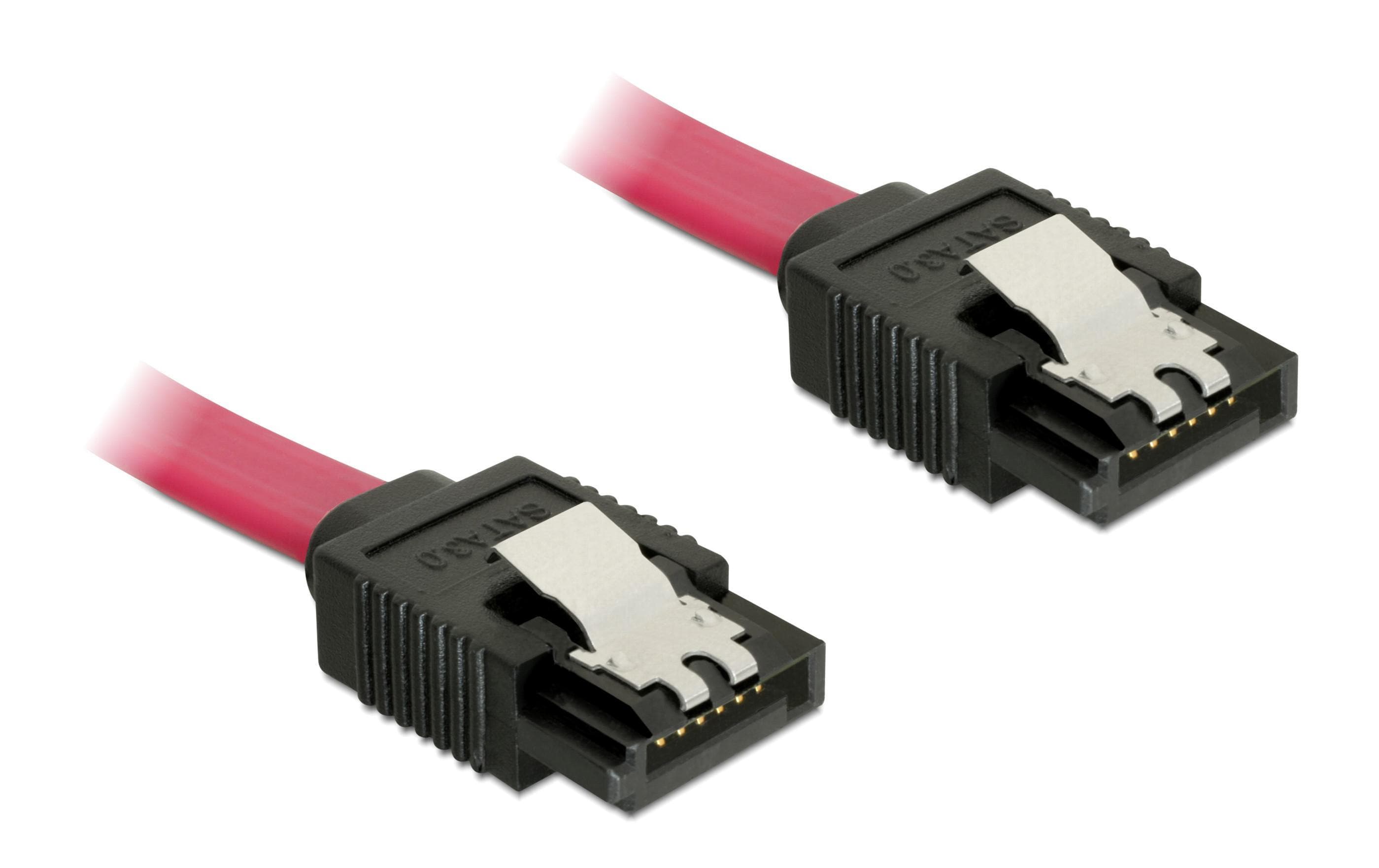 Delock SATA-3 Kabel: 50cm,Metall Clip, rot