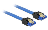 Delock SATA-3 Kabel: 50cm,Metall Clip, blau