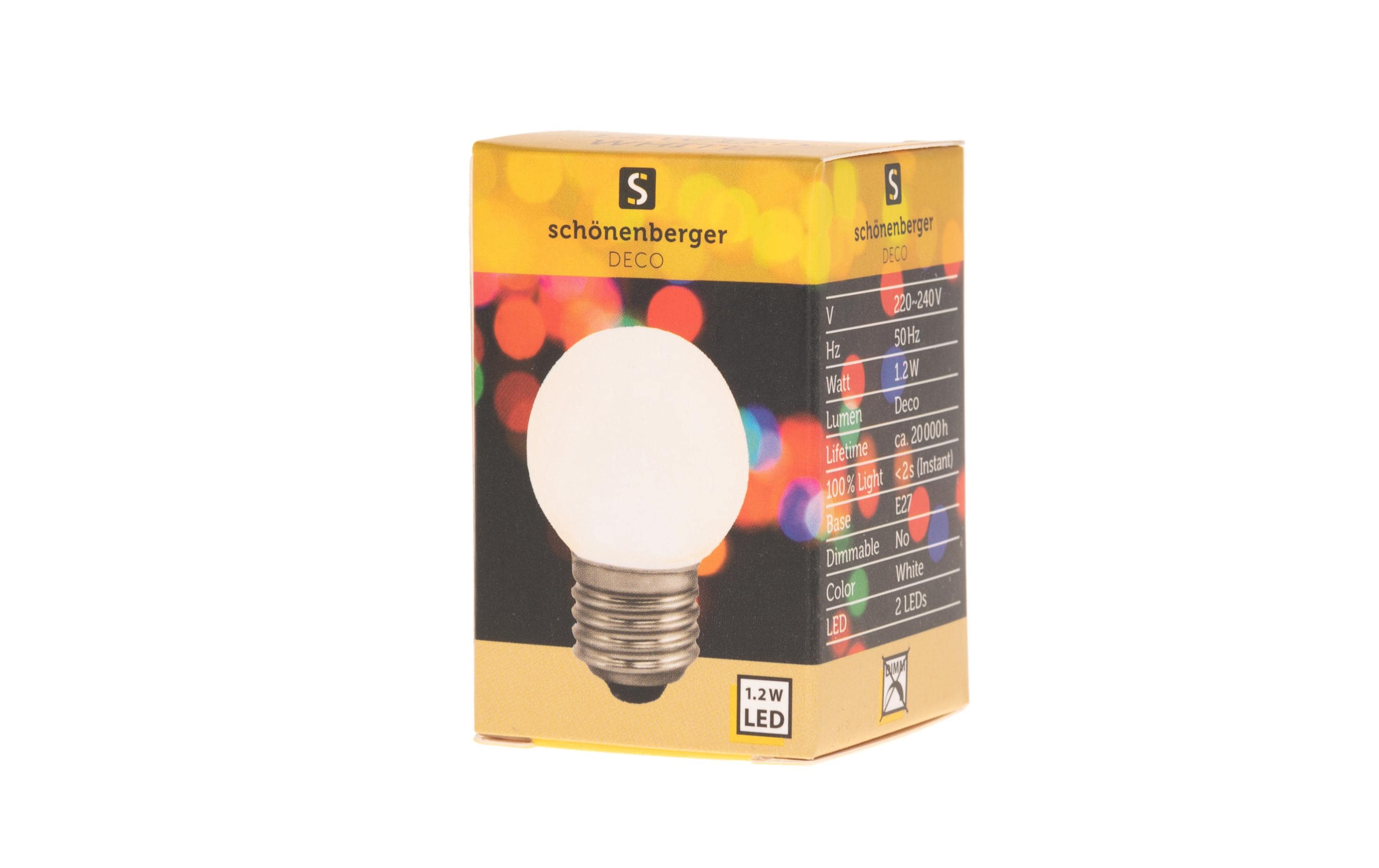 LED Mini Lampe weiss, E27, 230V