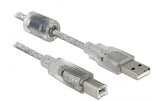 USB2-Kabel 0.5m A-B, Ferritkern