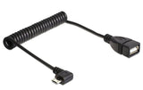USB OTG (On the Go) Spiralkabel, 28-55cm
