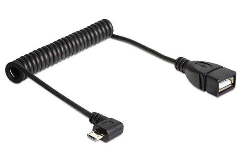 USB OTG (On the Go) Spiralkabel, 28-55cm