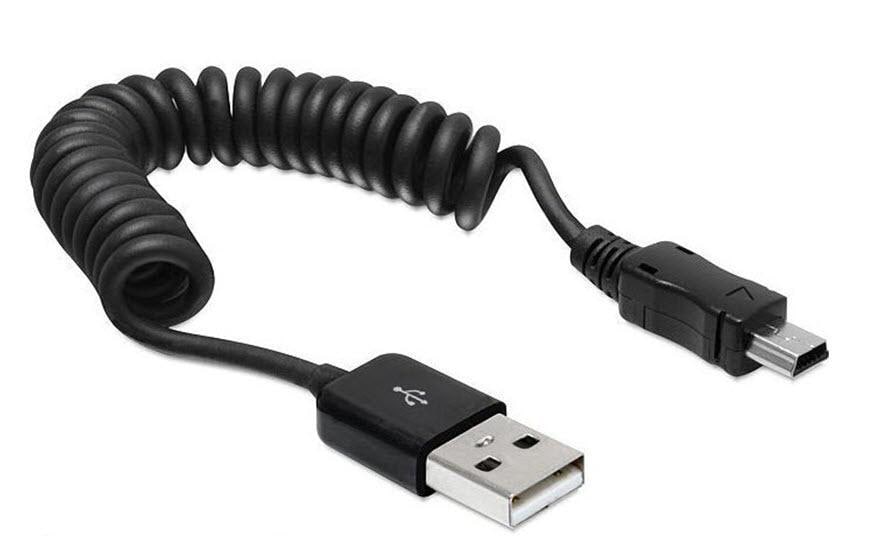 USB-mini-Kabel Spiralkabel: 20-60cm