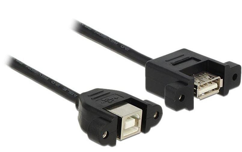 USB2.0-Kabel A-B: 25cm, beidseitig Einbau