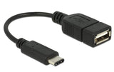 USB2.0-Adapterkabel A-C, 15cm, schwarz