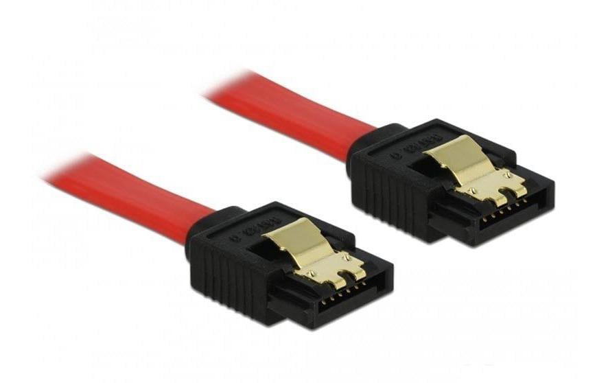 Delock SATA-3 Kabel: 10 cm,Metall Clip, rot