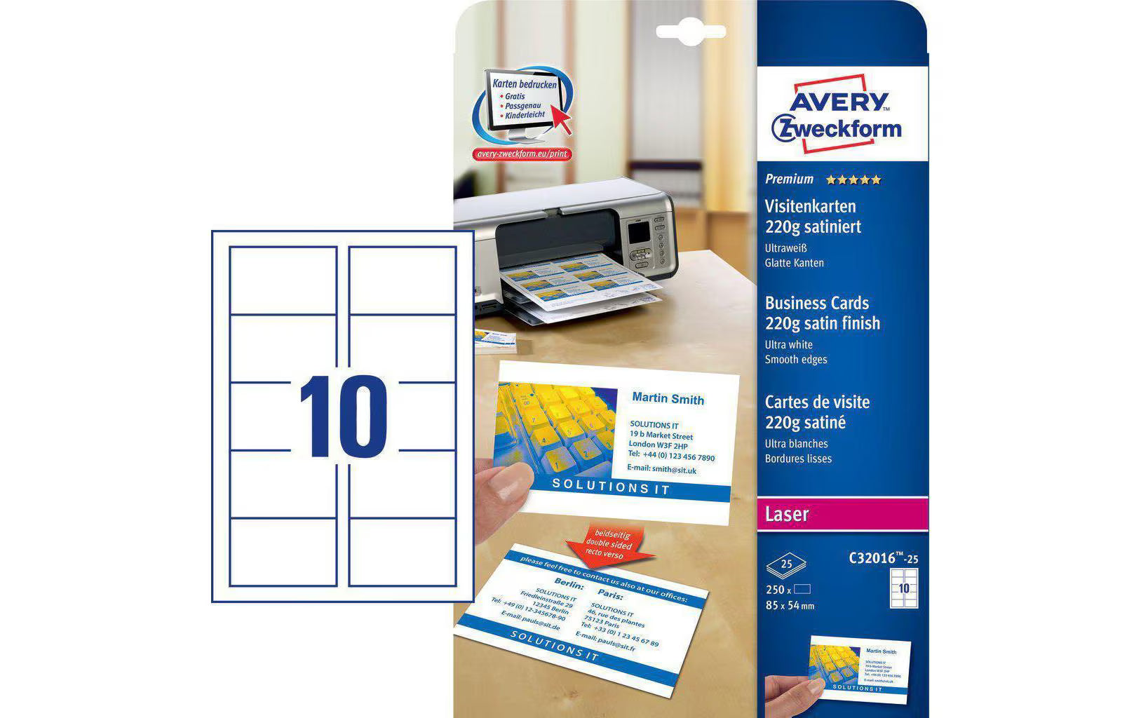 Avery Zweckform Visitenkarten Click & Clean