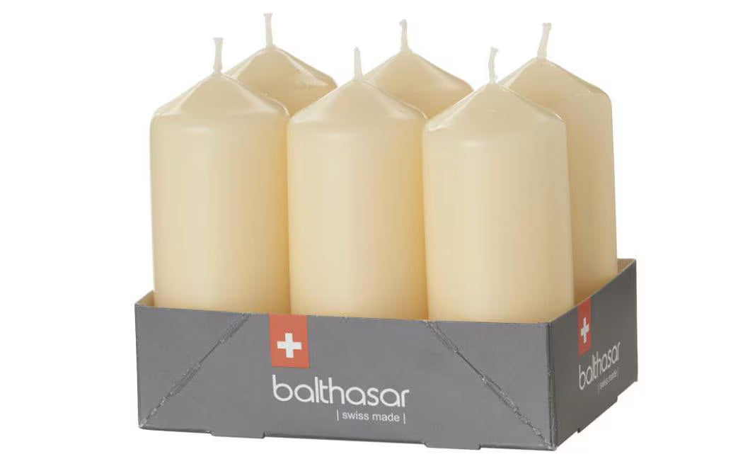 balthasar, Zylinderkerze Ecru, 6 Stück