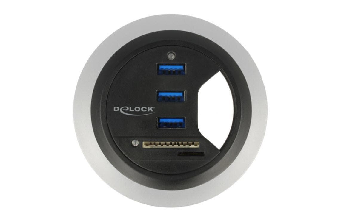 Delock Tisch-Hub 3 Port USB3.0+2 CardReader