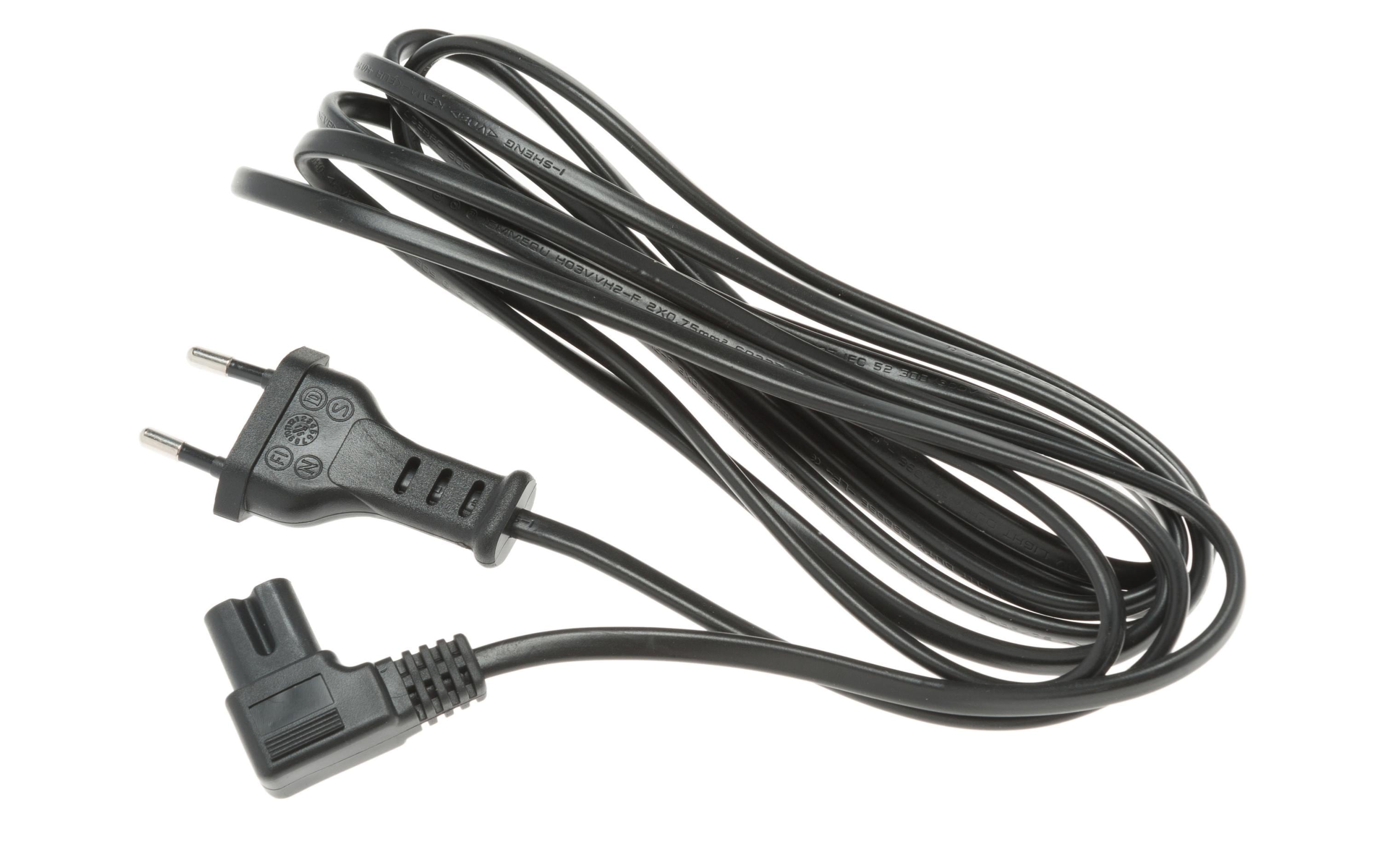 Euro Netzkabel 230V 3m, 2 polig, gewinkelt