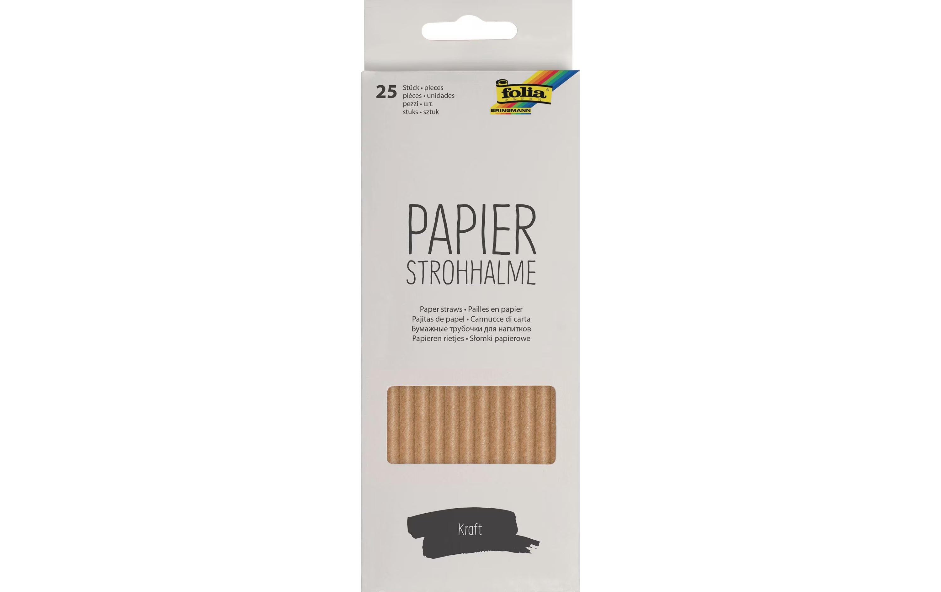 Folia, Strohhalm Papier, 25 Stück, Kraft