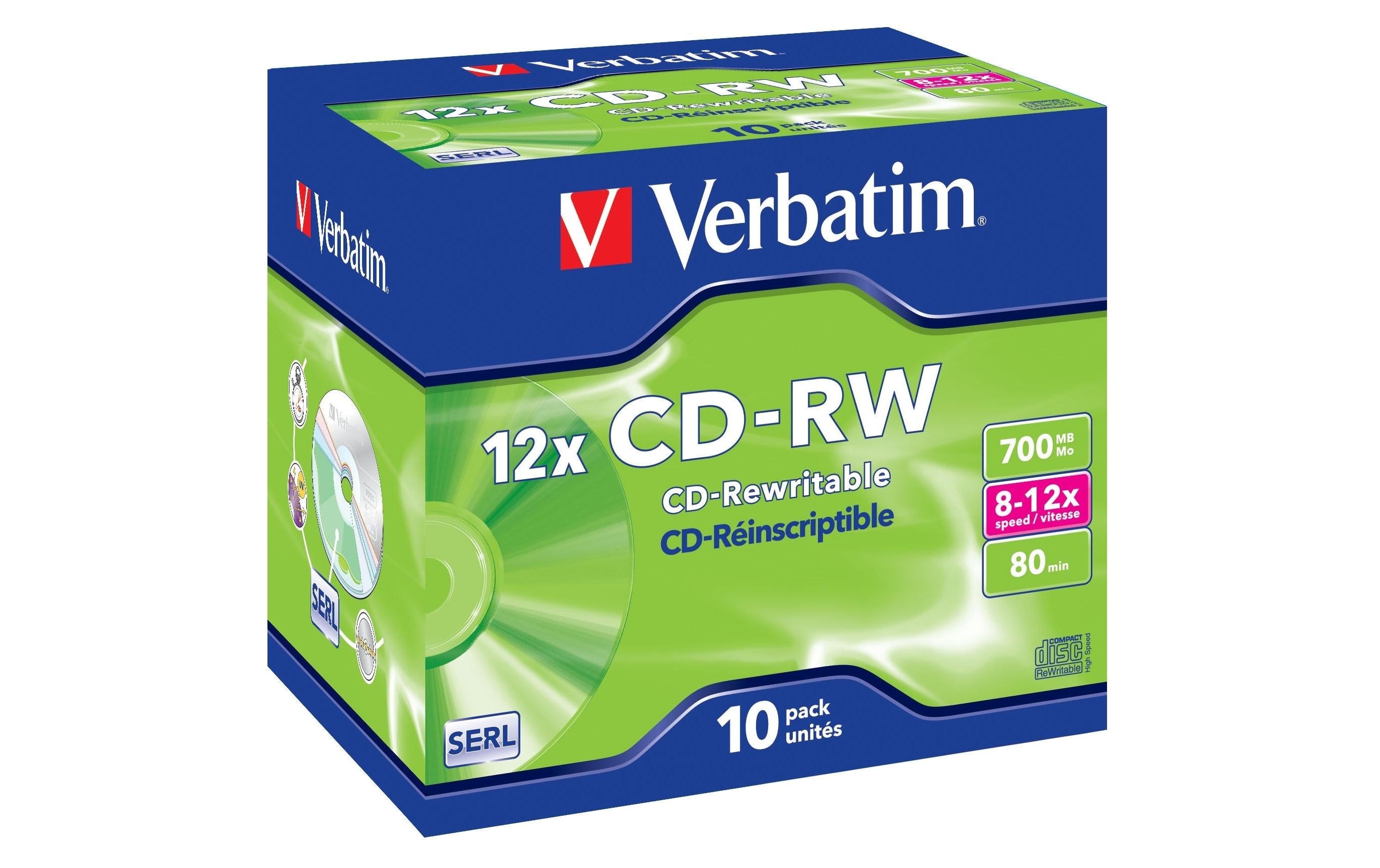 Verbatim CD-RW 12x 700MB/80Min, 10er Pack