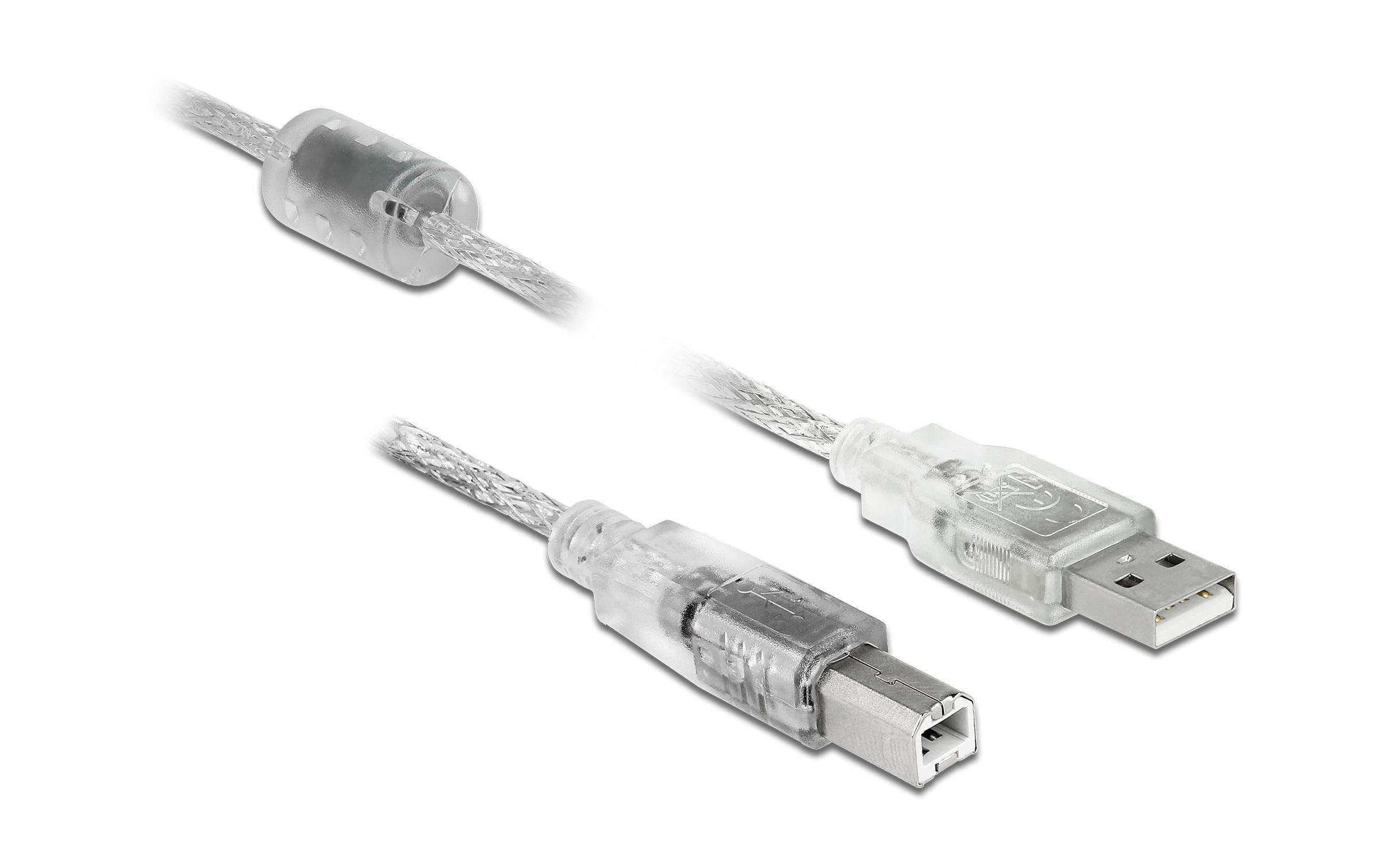 Delock USB2 Kabel A-B, 2m, transparent
