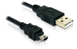 Delock USB2.0-Kabel A-MiniB: 1.5m, schwarz
