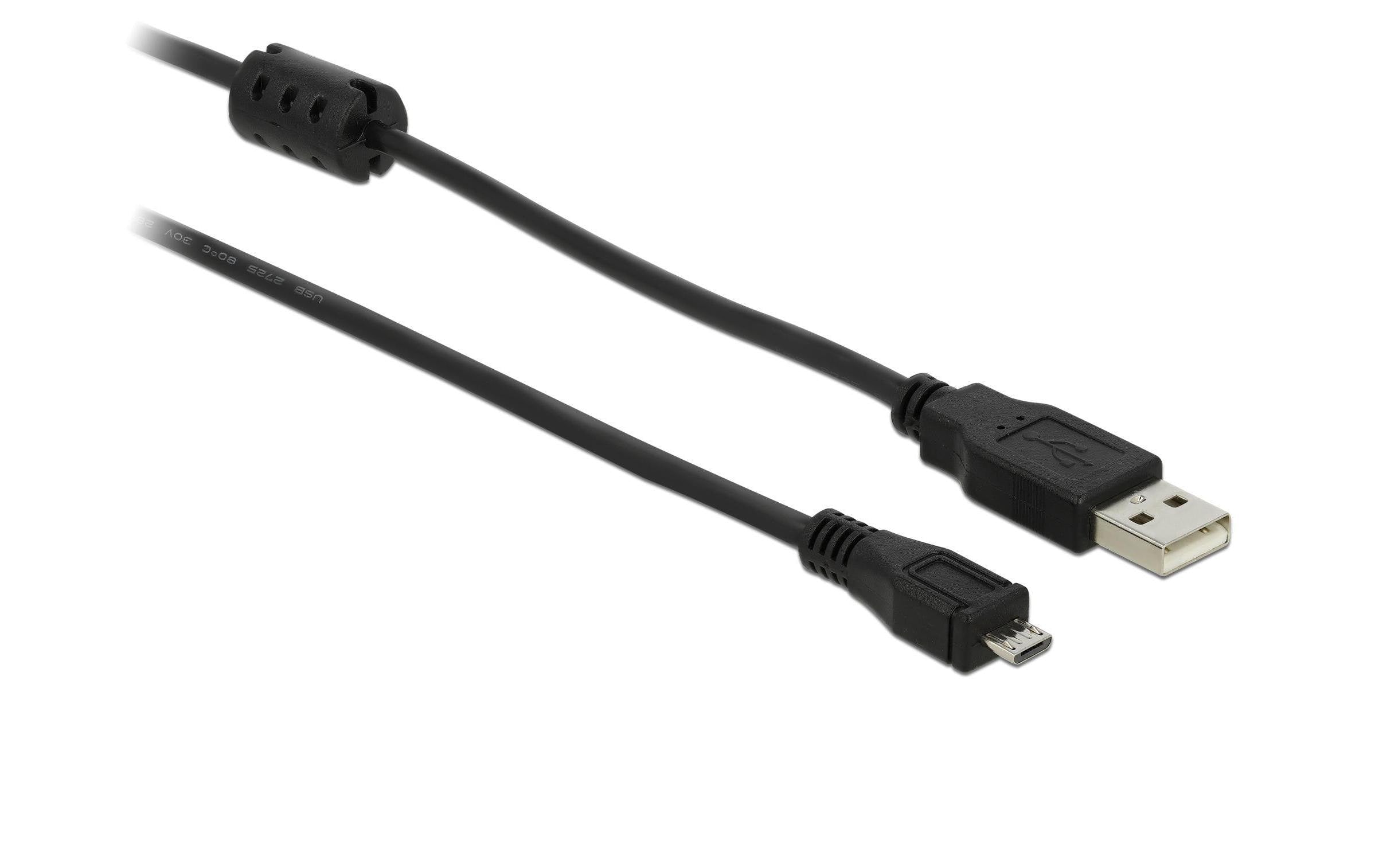 Delock USB2.0-Kabel A-MiniB: 2m, schwarz