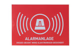 Warn Aufkleber Alarmanlage, deutsch