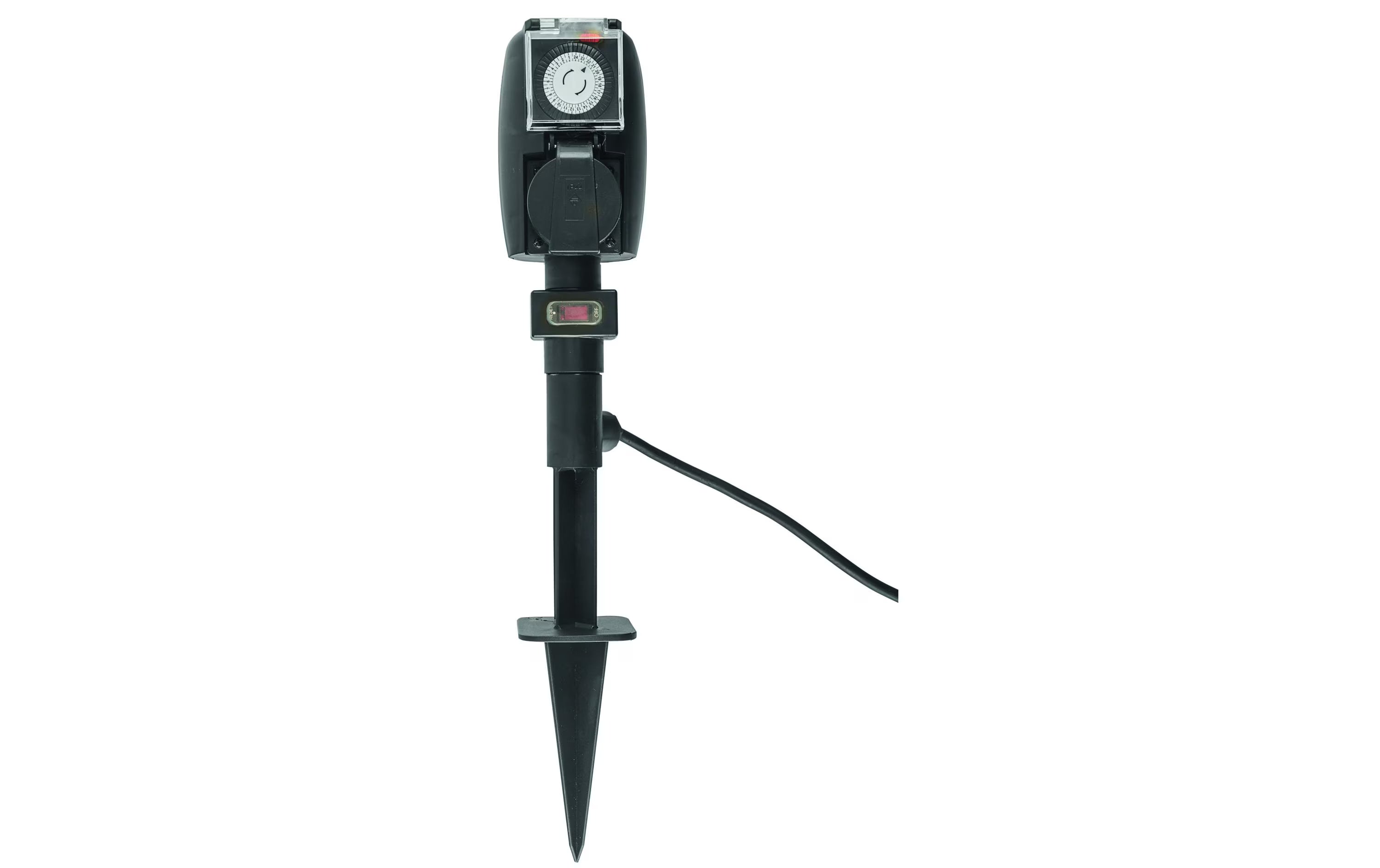 GardenLine Steckdosen-Erdpfahl 2xT13, Timer