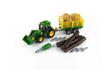 Klein-Toys JD Traktor + Holz-Heuwagen