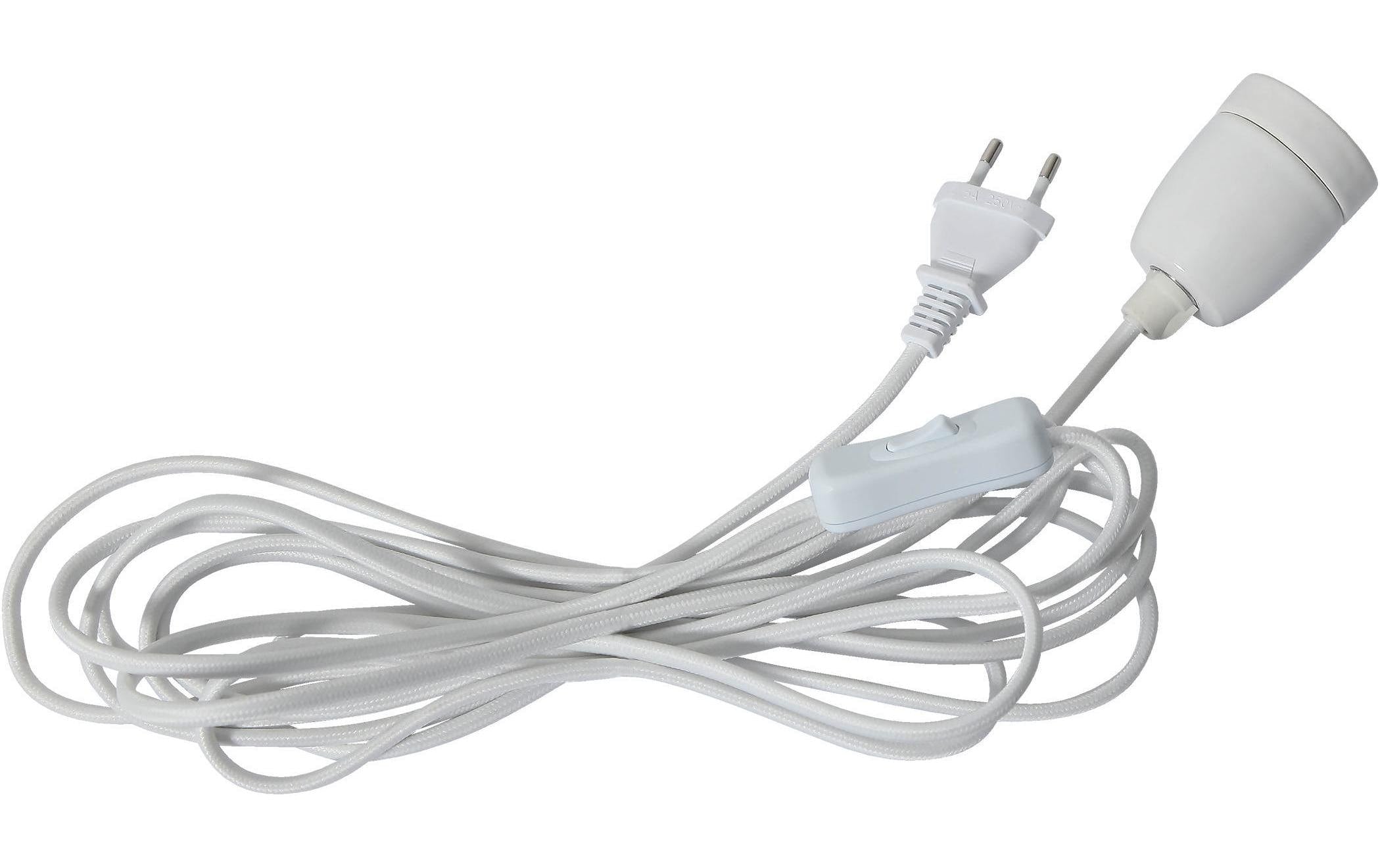 Kabelleuchte GLAZE m. Switch 5M E27 Weiss