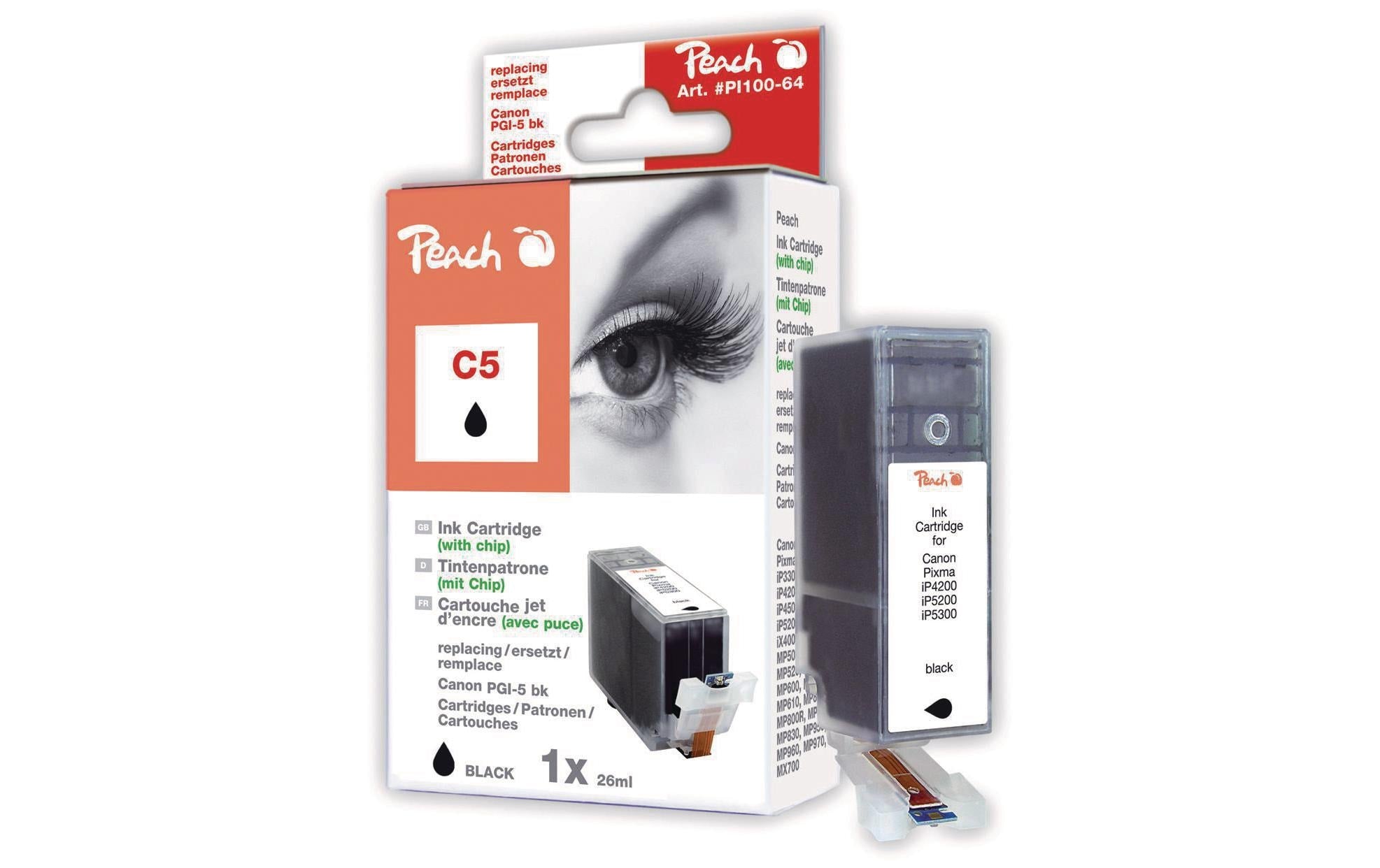 Peach Tinte Canon PGI-5bk black mit Chip