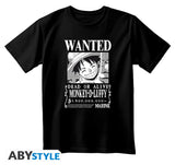 T-Shirt One Piece Monkey D.Luffy Wanted L Black